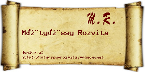Mátyássy Rozvita névjegykártya